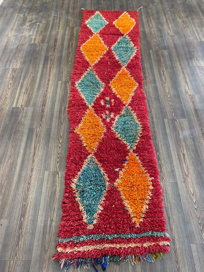 2x10 ft Berber narrow rugs, moroccan vintage diamond rugs.