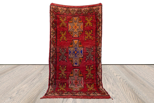 Tapis marocain de petite taille 3x6 pieds, tapis berbères vintage.