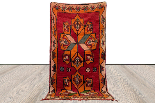 Tapis berbère vintage, 3x7 pieds, tapis tissé coloré marocain.