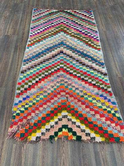 Tapis à carreaux marocains 4 x 8 pieds, tapis vintage de style ancien bohème.