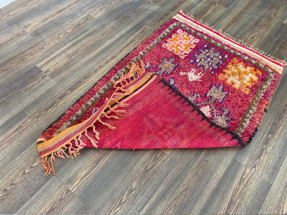 Petit tapis de couloir vintage 3x5 pieds, vieux tapis de couloir étroit berbère marocain.