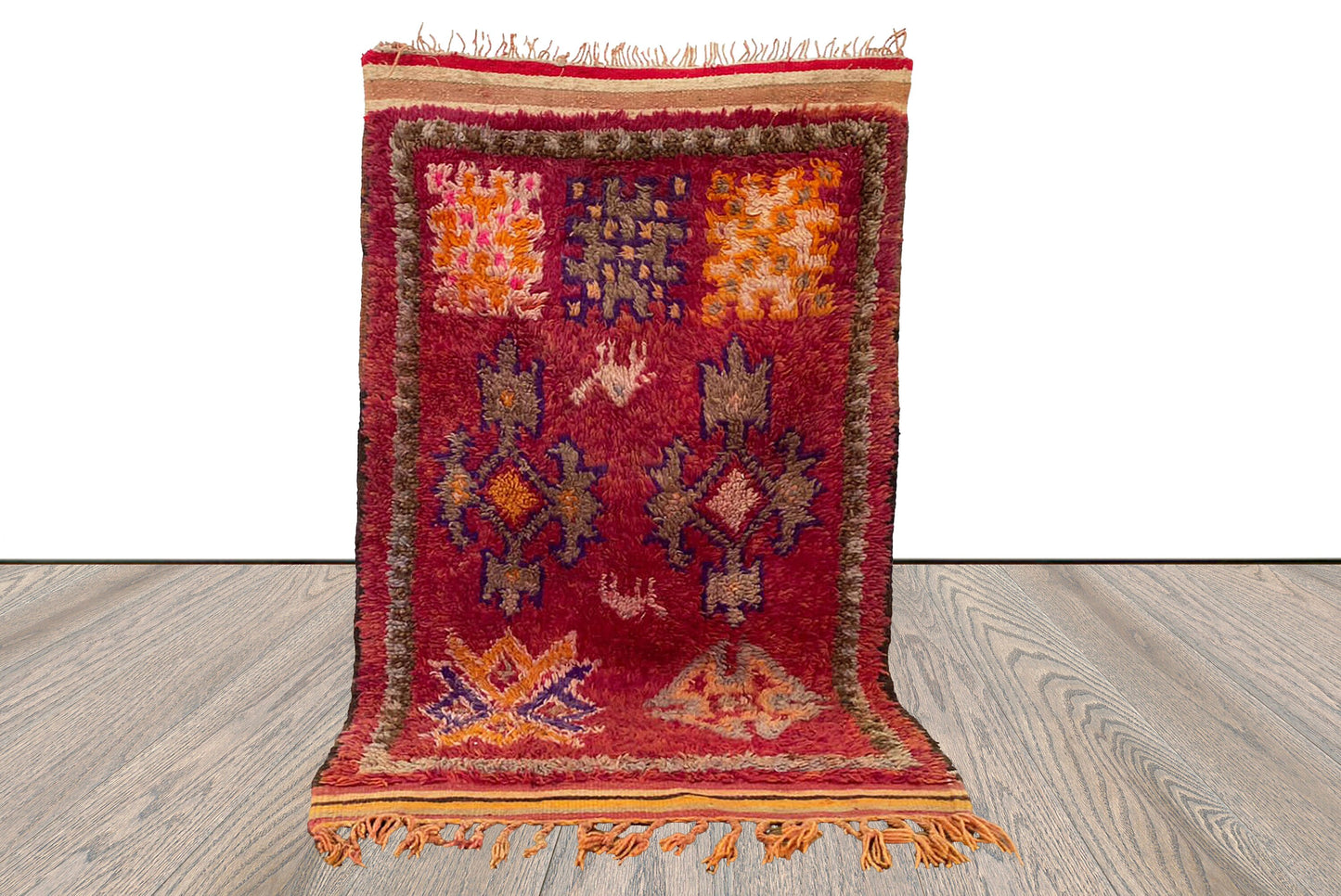 Petit tapis de couloir vintage 3x5 pieds, vieux tapis de couloir étroit berbère marocain.