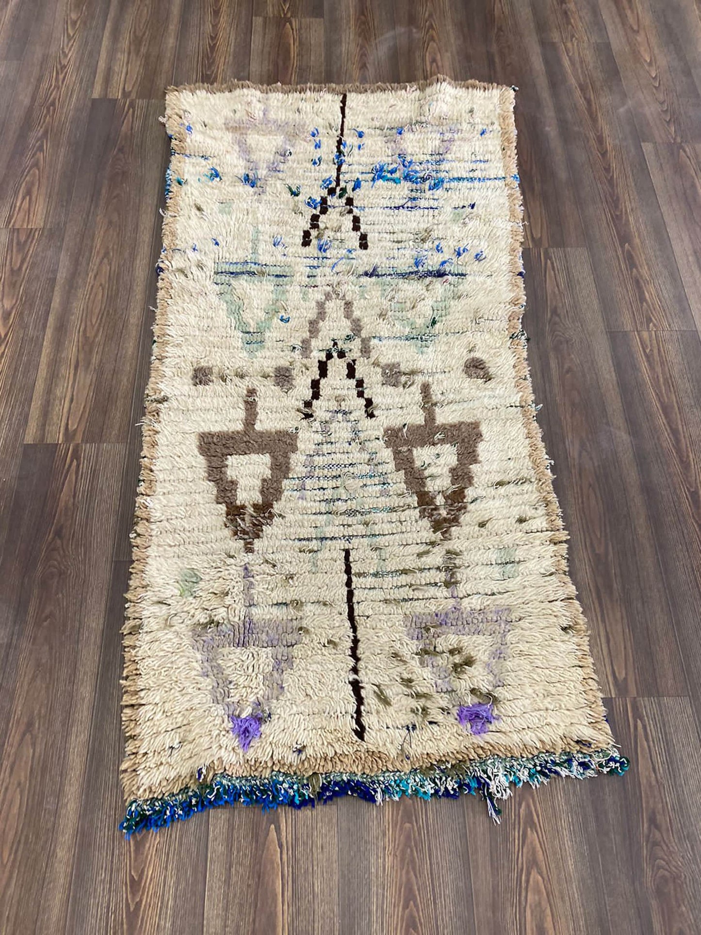 Tapis marocain vintage étroit 3x5 pieds, tapis berbère Shag.