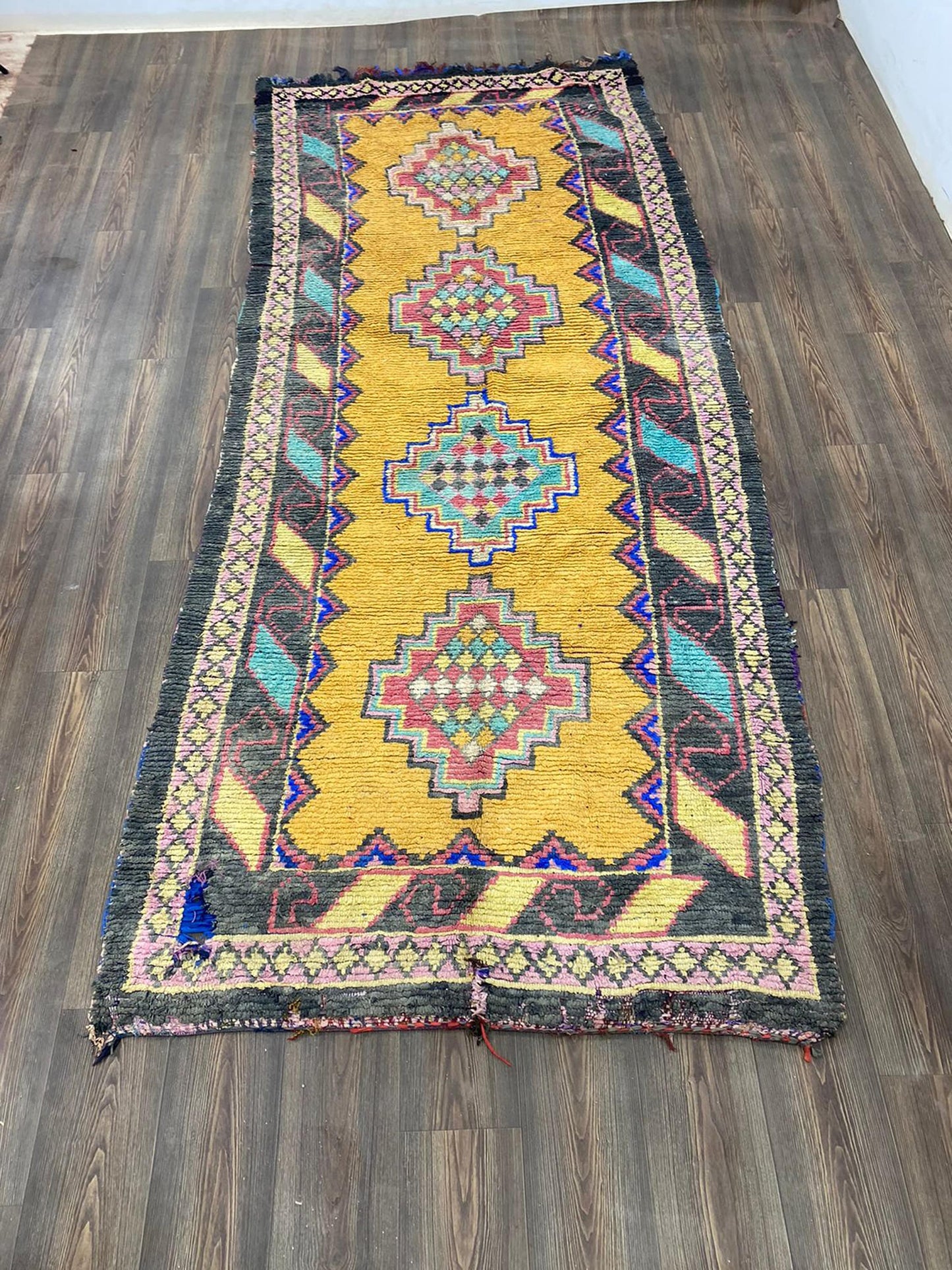 4x11 moroccan vintage runner Rug, Berber morocco runners Rug.