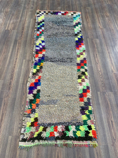 Tapis marocain vintage étroit 3x8, vieux tapis berbère rare