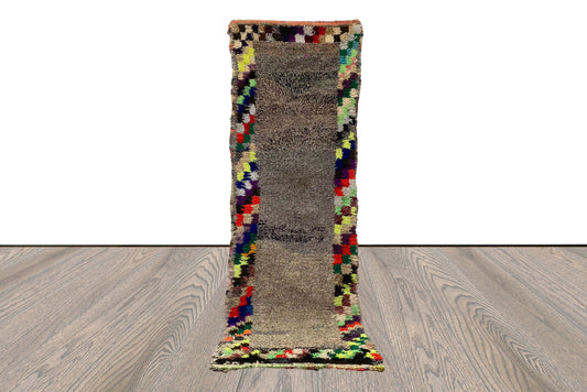 Tapis marocain vintage étroit 3x8, vieux tapis berbère rare