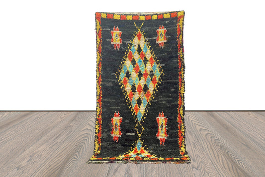 Tapis marocain, 4x7 pieds, tapis Shag vintage berbère coloré à losanges