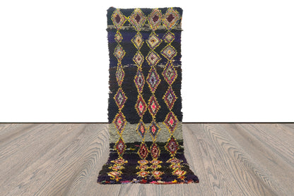 3x10 vintage Berber Moroccan hallway runner Rug.