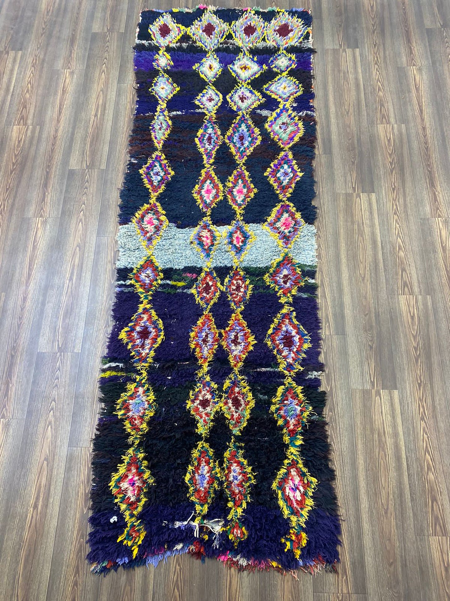 3x10 vintage Berber Moroccan hallway runner Rug.