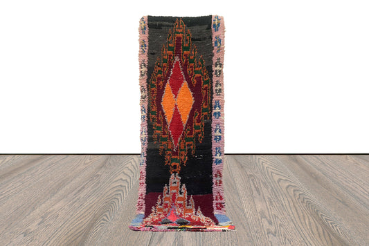 Tapis berbères marocains étroits tissés à la main, tapis de couloir Shag vintage coloré 3x7.