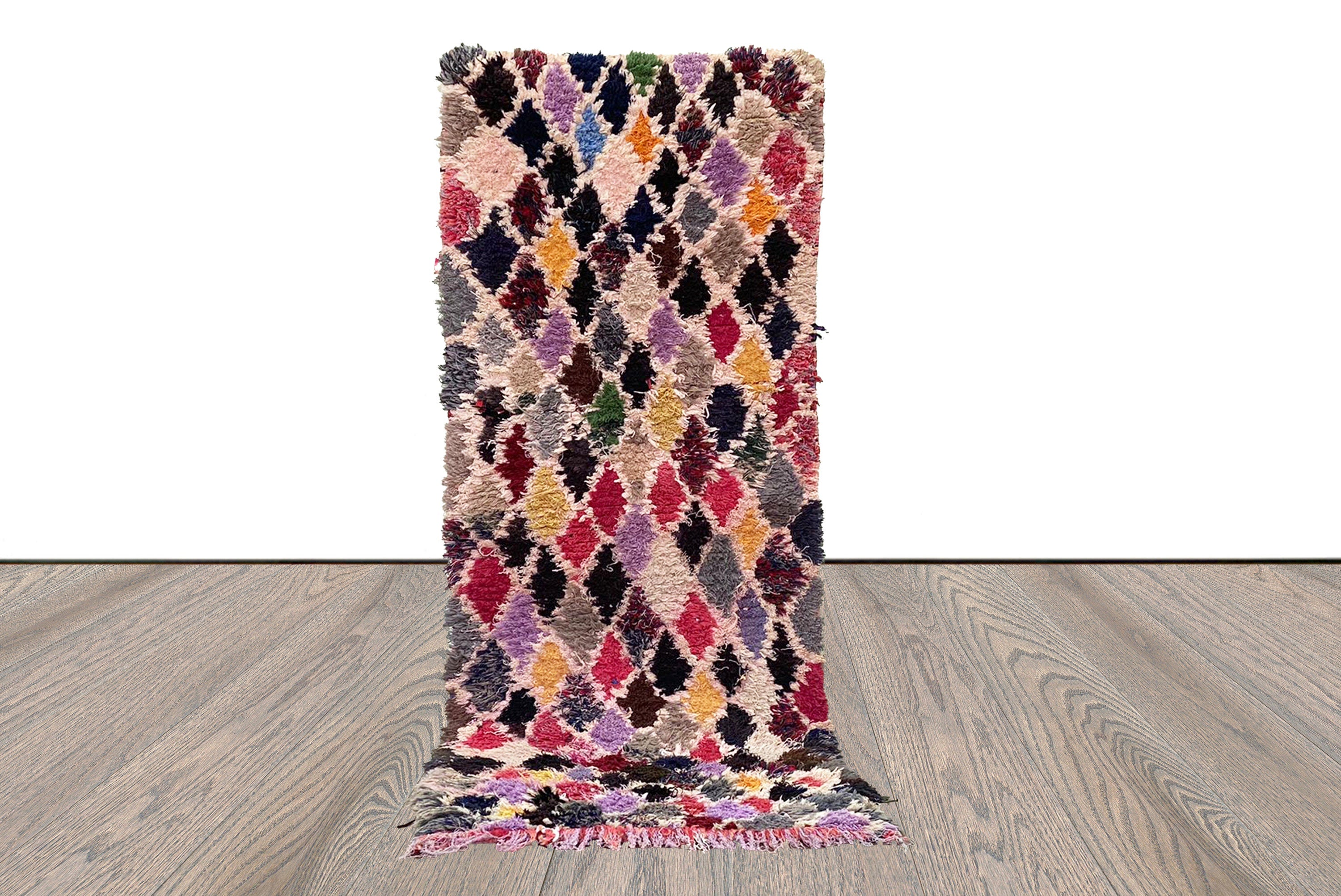 3x4 Moroccan colorful diamond Rug, outlet Berber vintage small narrow runner Rug.