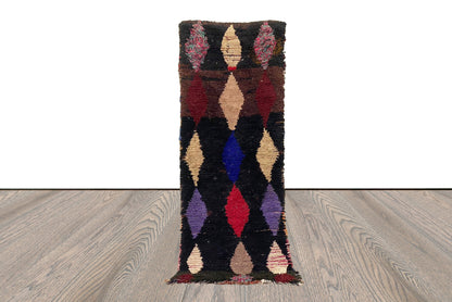 Bohemian Moroccan vintage runner Rug 2x7, Berber hallway runners.