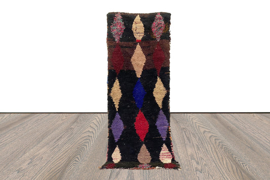 Bohemian Moroccan vintage runner Rug 2x7, Berber hallway runners.