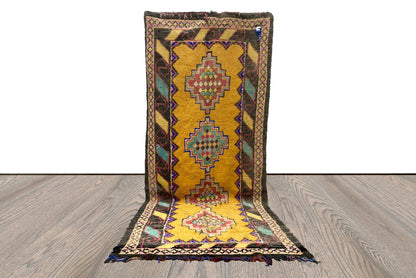 4x11 moroccan vintage runner Rug, Berber morocco runners Rug.