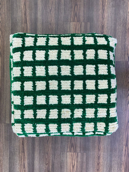 Moroccan Berber square Green pouf ottoman.