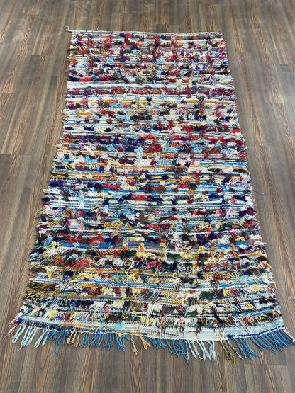 Tapis berbère vintage tissé à poils longs marocains 4x8.