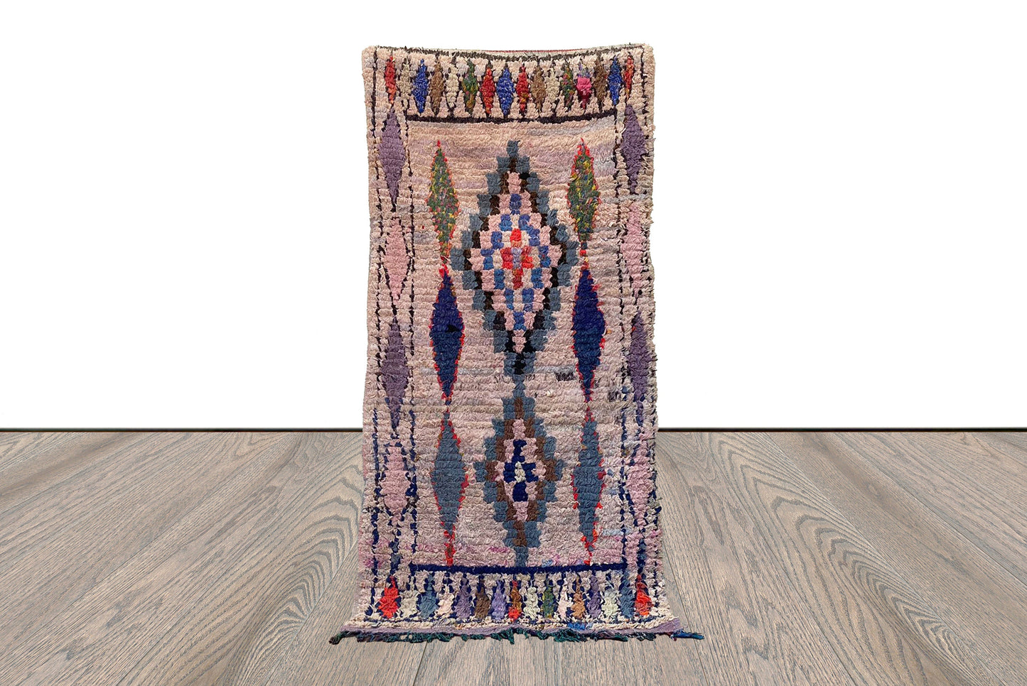 Tapis Boucherouite 3x6, tapis shag berbère marocain.