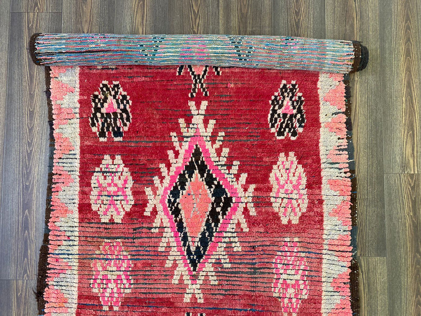 Tapis marocain extra long, 3x13, tapis berbère tissé à la main vintage rouge.