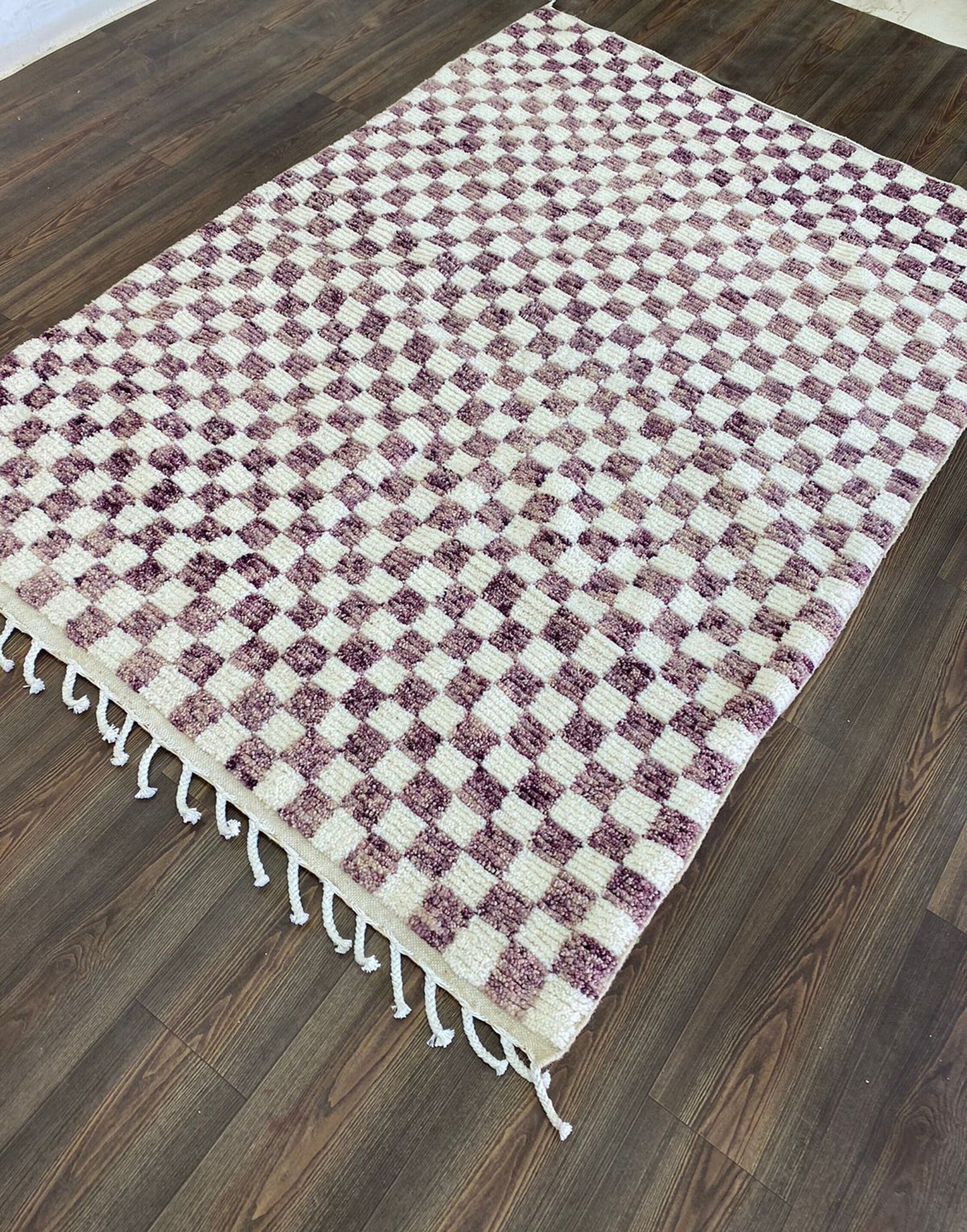 Checkered Purple area rug.