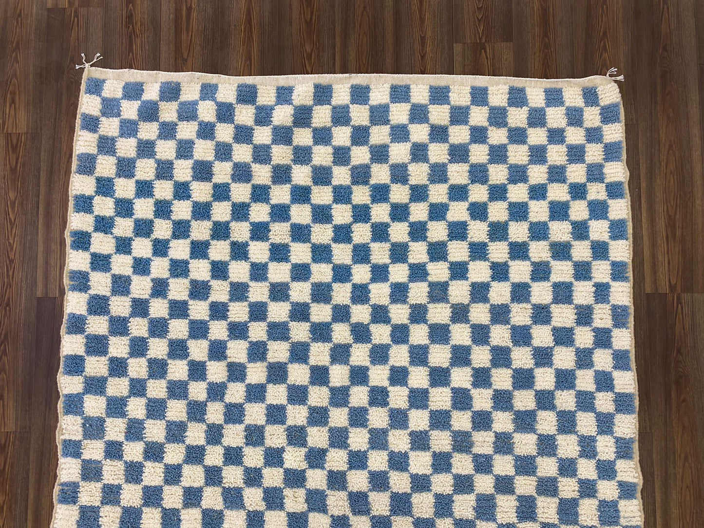 Light blue rug, Moroccan checkered rug, wool checkerboard rugs, Morrocan Berber Home decor.