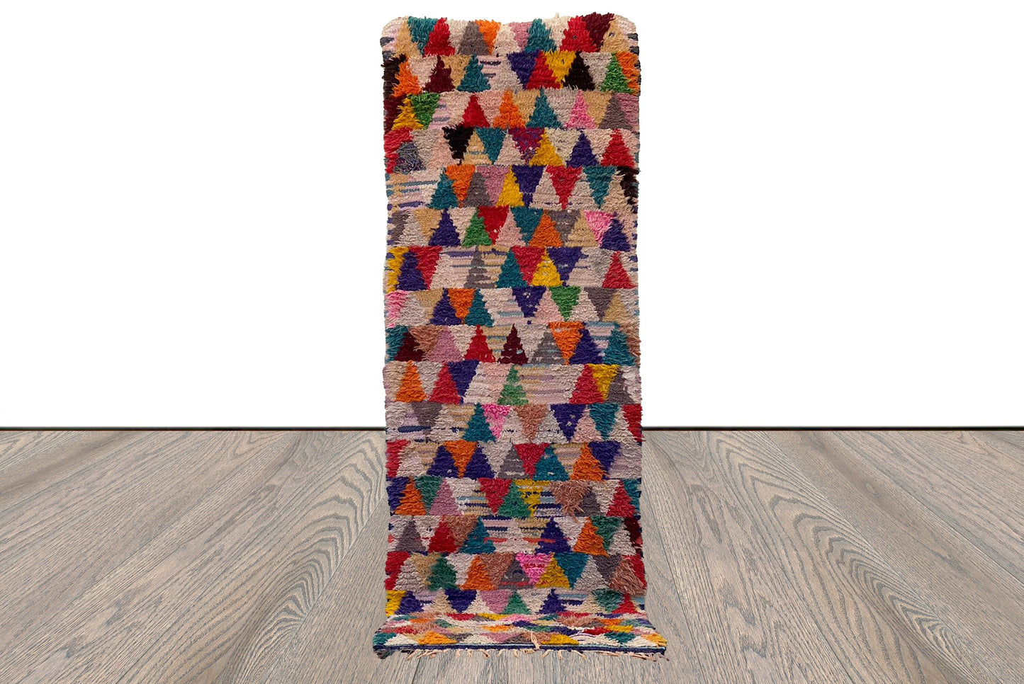 Tapis de couloir marocain étroit, tapis de couloir berbère coloré tissé à la main, 2x8.