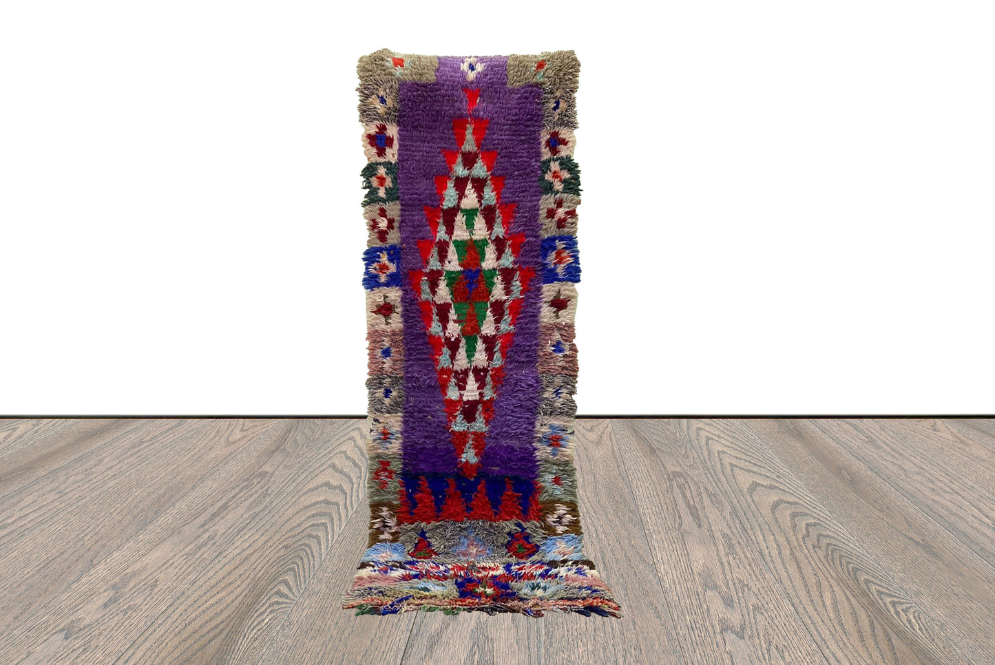 Tapis de couloir étroit marocain vintage 3x9, tapis de couloir Shag tissé à la main.