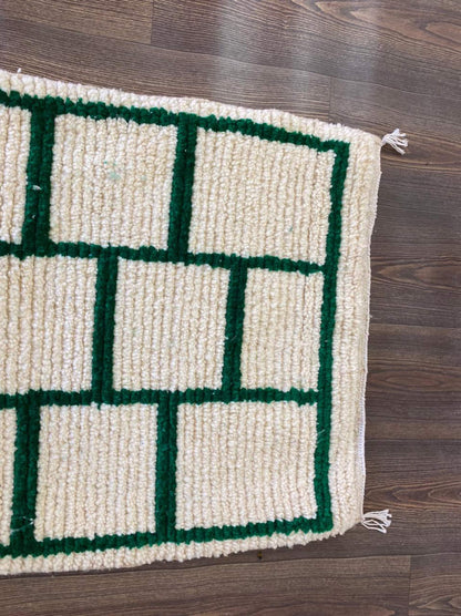 Grid Green and White Moroccan Rug - Elegance, Quality, and Abundance