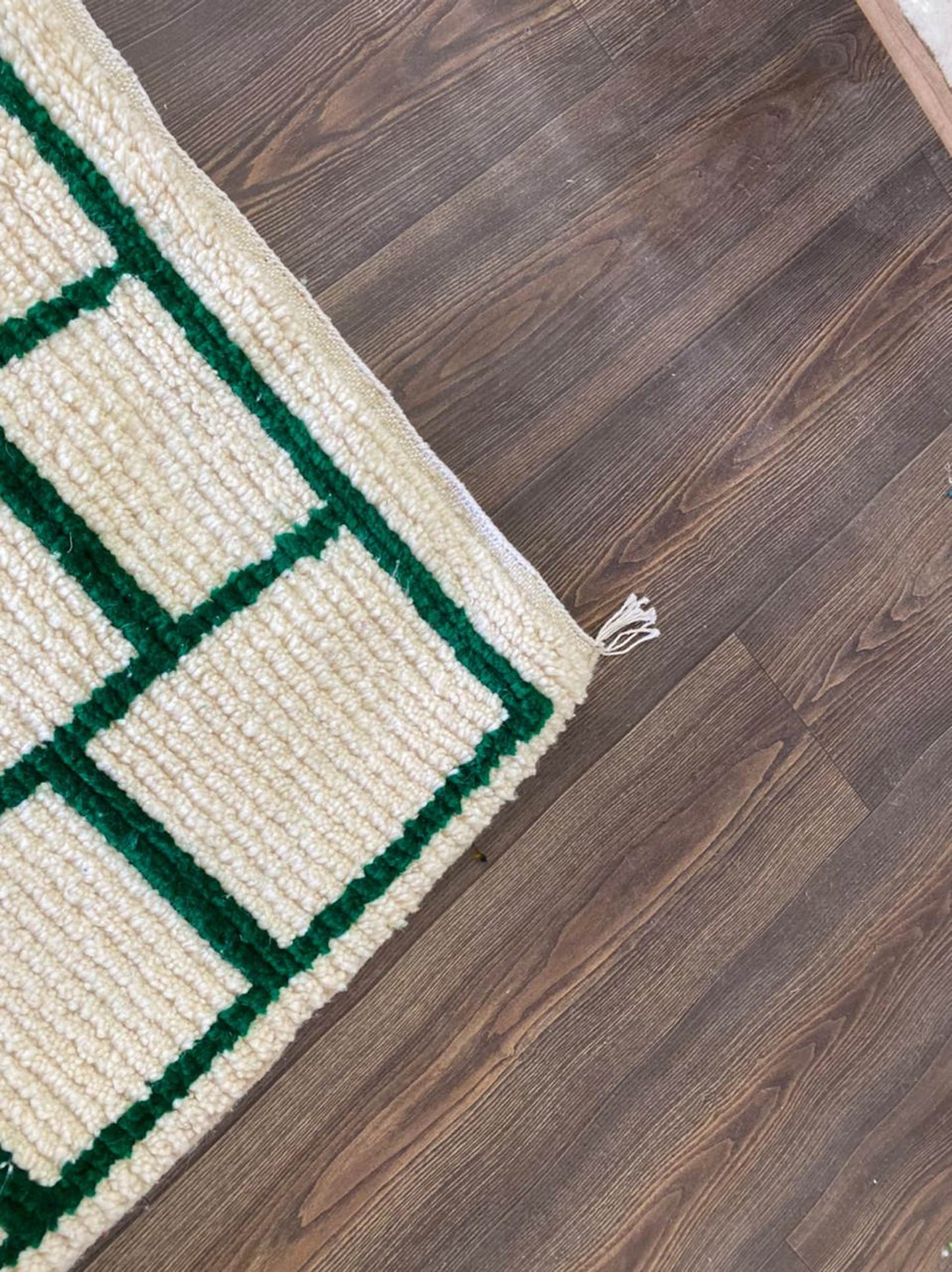 Grid Green and White Moroccan Rug - Elegance, Quality, and Abundance