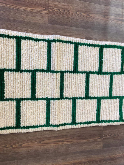 Grid Green and White Moroccan Rug - Elegance, Quality, and Abundance