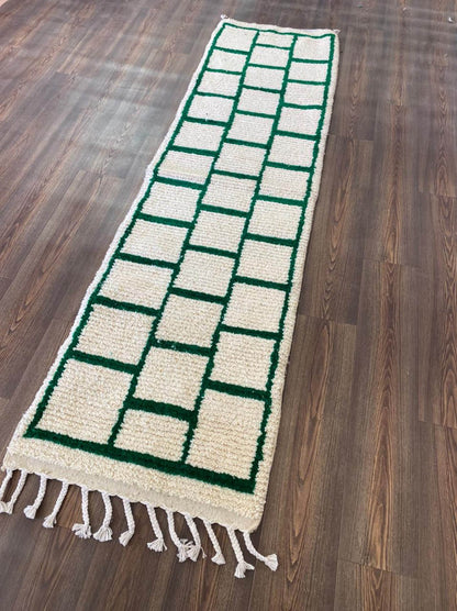 Grid Green and White Moroccan Rug - Elegance, Quality, and Abundance