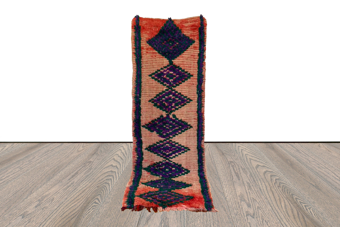 Tapis de couloir étroit vintage marocain 3x8, tapis de couloir berbère tissé Azilal.