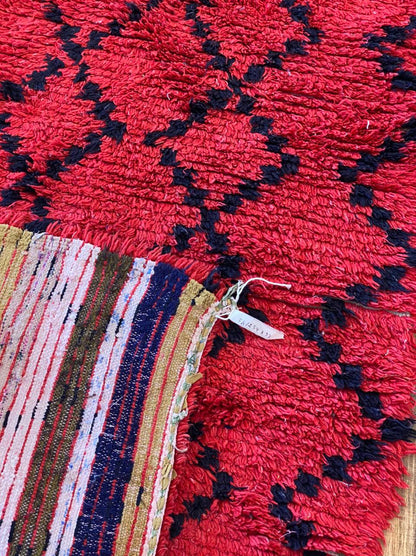 Tapis de couloir berbère vintage marocain tissé rouge 3x8.