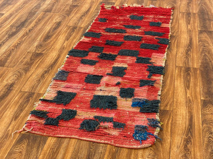 Tapis marocains colorés Boucherouite. Tapis berbère étroit 2x6.