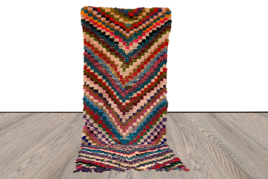 Tapis de couloir berbère marocain vintage 3x9, tapis colorés tissés à la main.