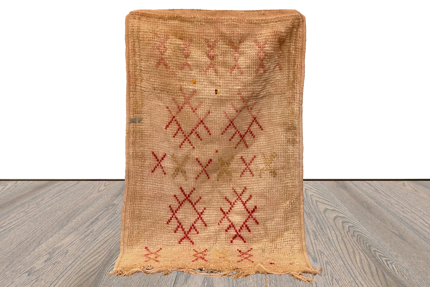 3x4 Abstract White and Red Narrow runner Rugs. Vintage Moroccan flatweave Rug.