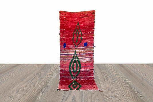 Tapis marocain vintage rouge, tapis berbère uniques 3x7.