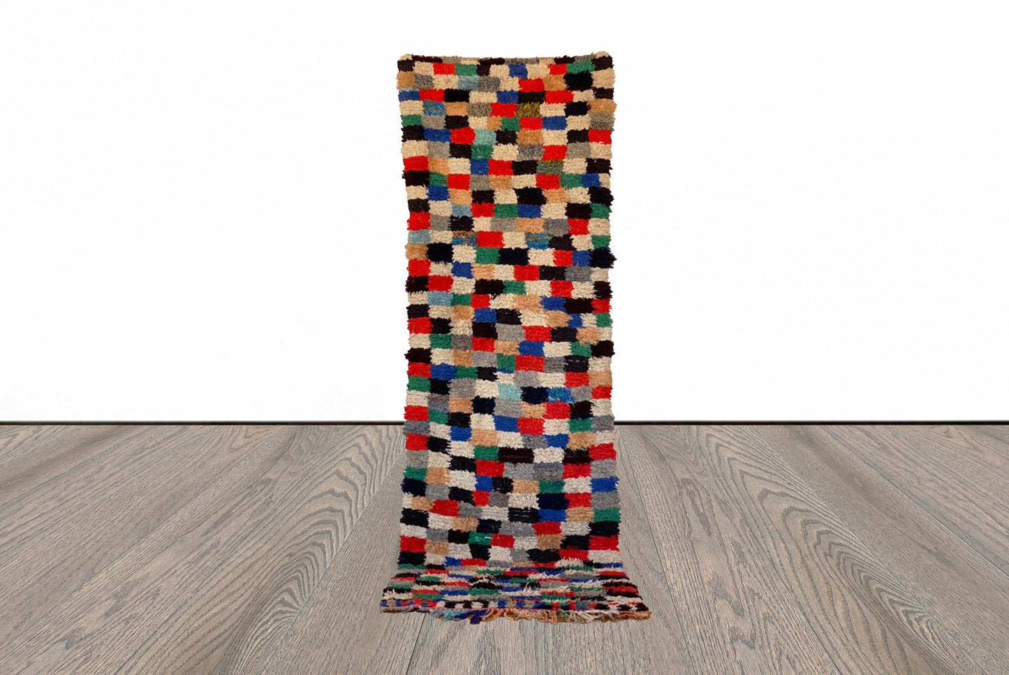 Tapis de couloir étroit vintage à carreaux marocains 3x8.