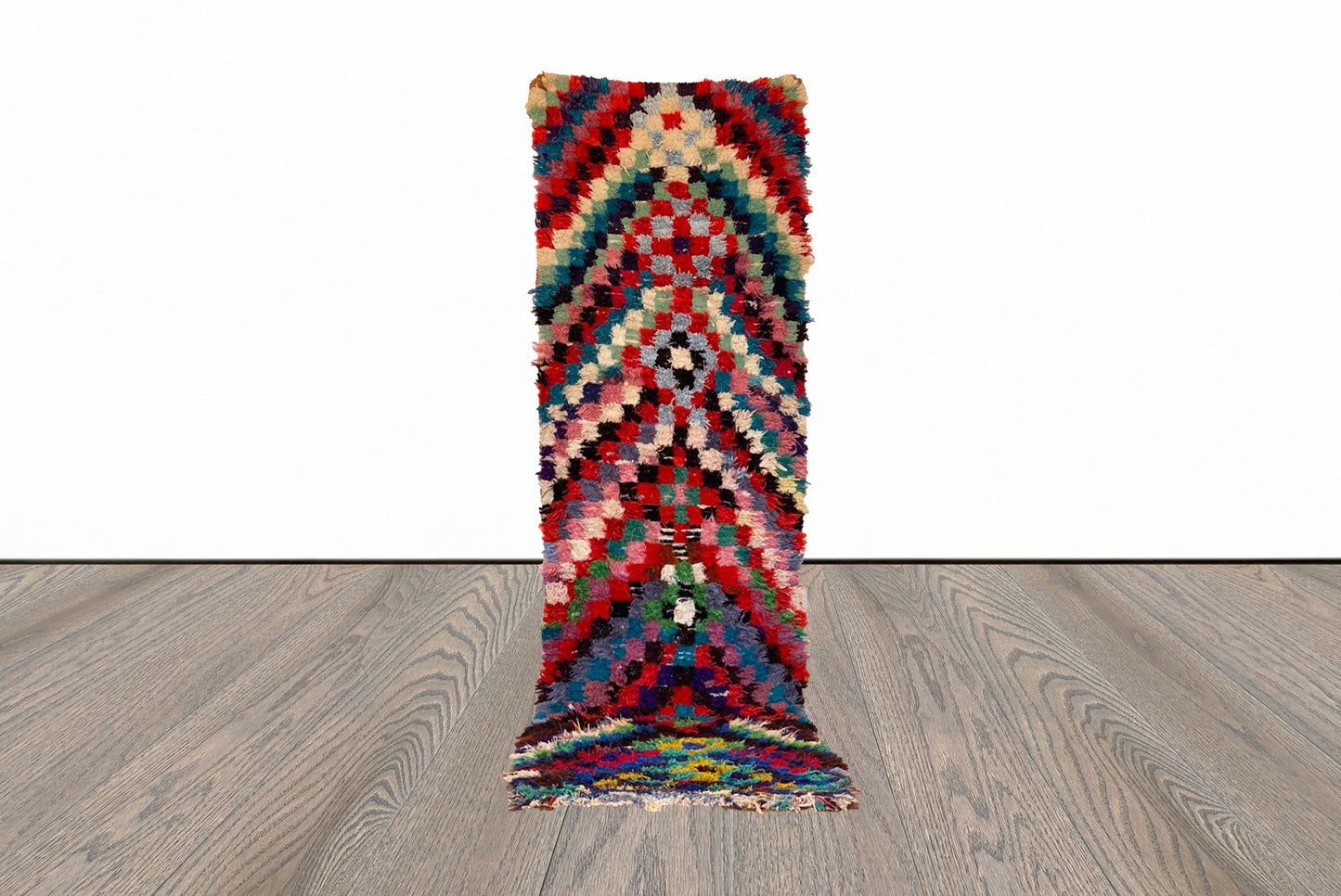 Tapis marocains colorés à carreaux 3x9, tapis de couloir berbère.