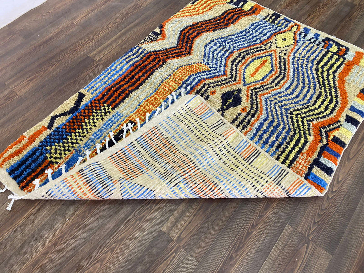 4x6 Feet Colorful Abstract Moroccan Berber Area Rug.