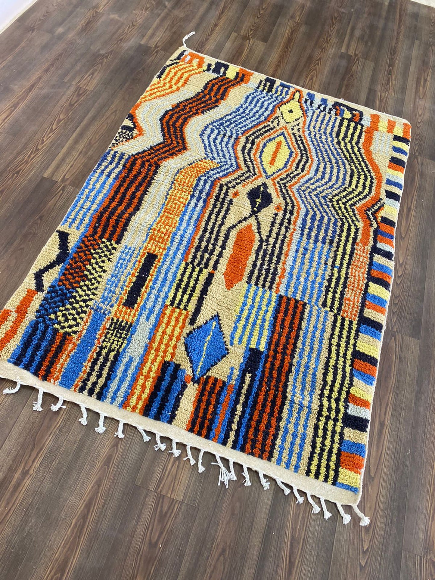 4x6 Feet Colorful Abstract Moroccan Berber Area Rug.