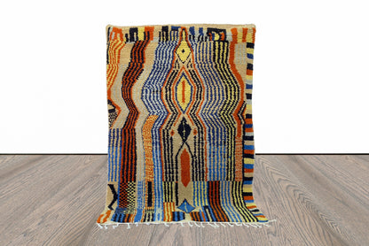 4x6 Feet Colorful Abstract Moroccan Berber Area Rug.