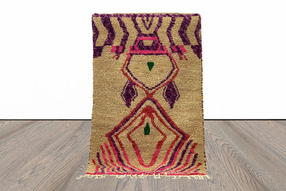 4x6 Feet Moroccan Colorful Abstract Tribal Area Rug.