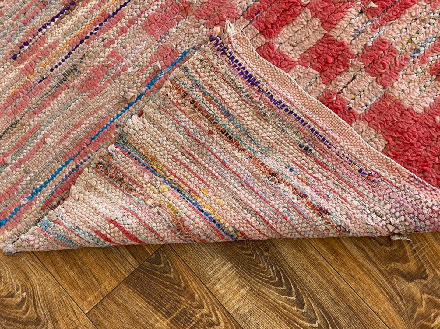 2x11 Faded checkered Narrow runner Rug, Berber Moroccan worn runners Rug.