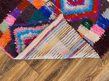 Tapis marocain étroit coloré, tapis berbère tissé à la main 3x8.