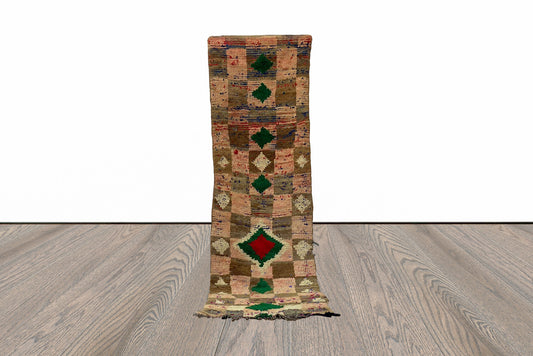 Tapis de couloir marocain vintage coloré de 8 x 2 pieds de long.