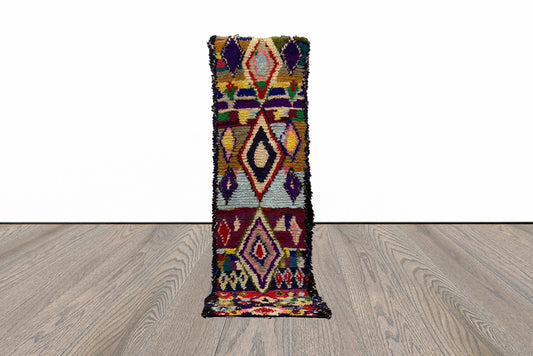 Tapis de couloir marocain vintage coloré de 3 x 11 pieds.