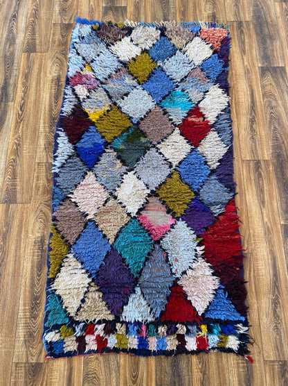 Tapis marocain tissé à la main coloré en forme de diamant 3x6.