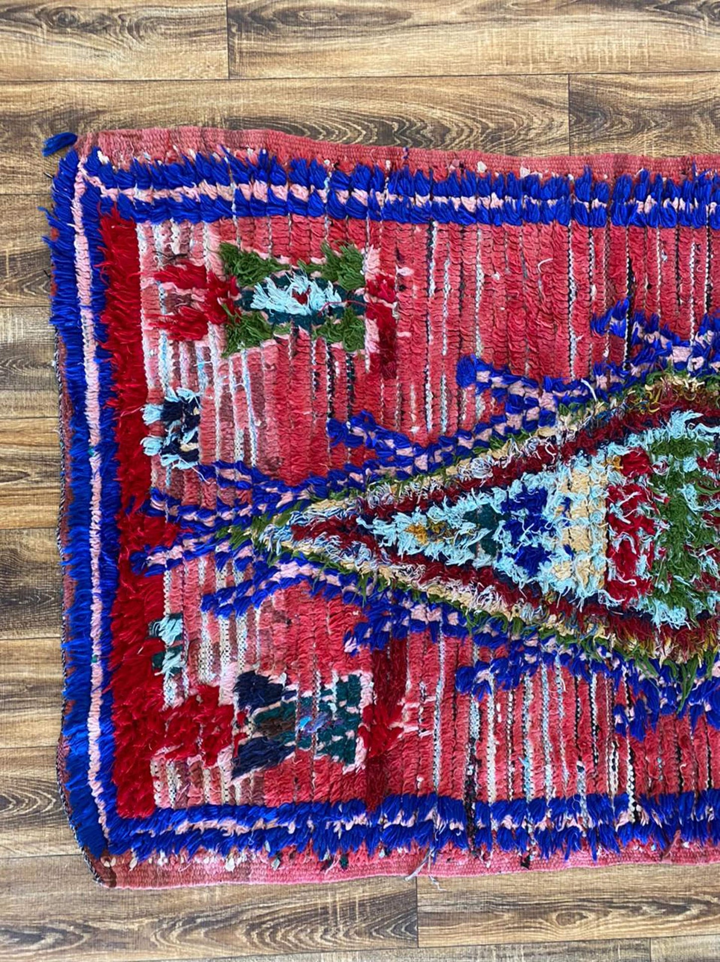 3x6 Worn Moroccan Vintage Berber Faded Red area Rug.