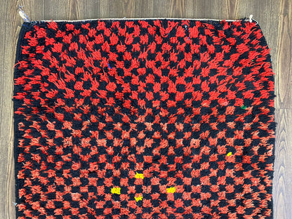 3x10 Feet Cotton Red and Black Vintage Runner.