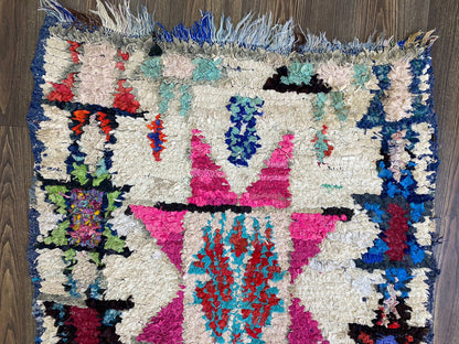 3x6 Feet Colorful Decorative Boucherouite Runner Rug.